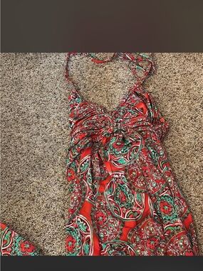 Wynn Red & Teal Paisley Maxi Dress